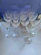 13 pieces of stemmed crystal, 2 sizes, signed