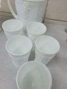 Indiana Colony Milk Glass Harvest Grape Pattern Pitcher and Tumblers