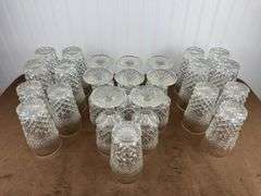 Vintage Pressed Glass Tumbler Lot – 23 Matching Diamond Pattern Glasses