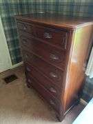 Antique walnut 5 drawer chest w/ fruit pulls