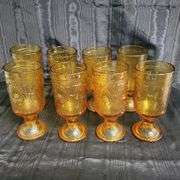 Vintage Brockway Amberglass Footed Goblets
