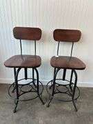 Pair of counter height bar stools - adjustable height swiveling