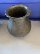 Hammered aluminum and pewter pieces, teapot, tobacco container, pitchers, vase
