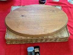 Marble lazy Susan, bread basket, wood oval board
