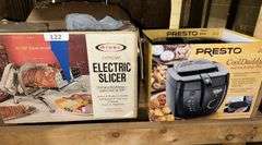 Rival chrome electric slicer, Presto cool daddy