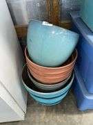 6 large plastic planters, large ceramic planter