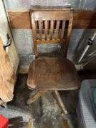 Vintage wood office chair, stool