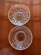 Clear pressed glass pedestal fruit bowl, cups, trophy bowl