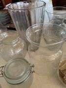 Vases, clear apple jar, miscellaneous