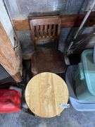 Vintage wood office chair, stool