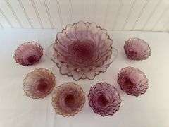 vintage glass berry bowl set