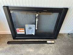 Black metal and glass fireplace door kit - New