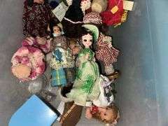 Large lot of vintage model horses, dolls on stands