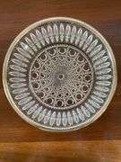 Cake plate, pressed glass bowl with silver plated rim