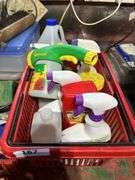 Garden supplies, storage boxes, brush, misc
