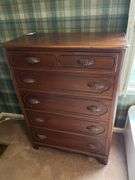Antique walnut 5 drawer chest w/ fruit pulls