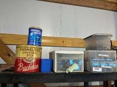 Vintage Bachman tin, misc hardware