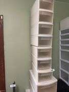 Large lot of plastic shelving