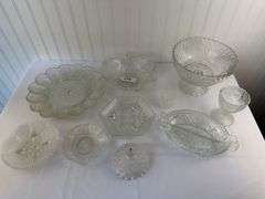 Vintage Pressed Glass Dishware Collection – Assorted Bowls, Platters & Candy Dishes