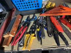 Pliers, adjustable wrenches. Tape measurers, stone, misc