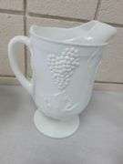 Indiana Colony Milk Glass Harvest Grape Pattern Pitcher and Tumblers