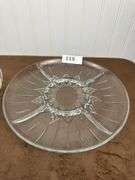 Crystal glasses and bowl, pressed glass round divided plate