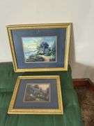 9.5” x 11” Thomas Kinkade framed picture, 12.5” x 15.5” cottage picture