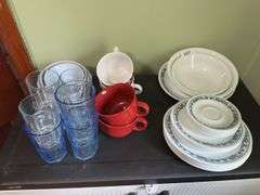 Corelle dishes, glasses, bowls, mugs