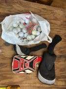 Callaway golf set, balls, and misc clubs drivers