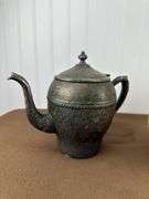 Vintage Pitcher & Teapot Lot – Fiesta Style Disc Pitcher with Two silver plate Teapots