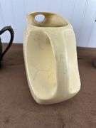 Vintage Pitcher & Teapot Lot – Fiesta Style Disc Pitcher with Two silver plate Teapots