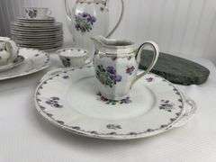 K&A Krautheim Selb Bavaria China, 23 pieces, Antique per sellers, Green Marble Cheese Board