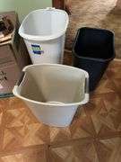 Lot of 3 plastic trash cans