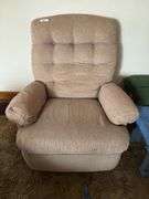 Tab upholstered recliner, some stains
