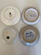 Salt and pepper shakers, tole painted pieces, miniature plates, ashtray