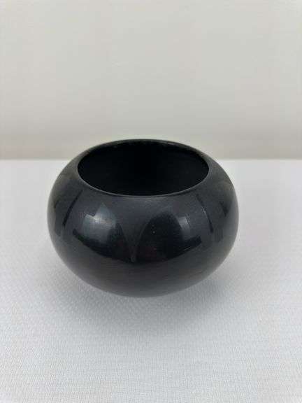 Signed Maria Martinez Blackware Pottery Bowl image
