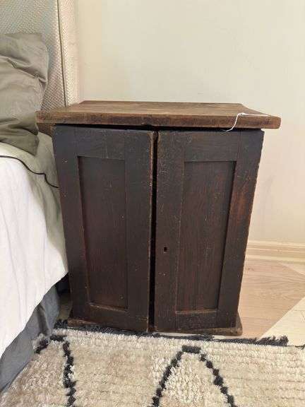 Vintage side table with 3 shelves 17 1/2”d x 23” w X 28” h. Very heavy. Contents not included image
