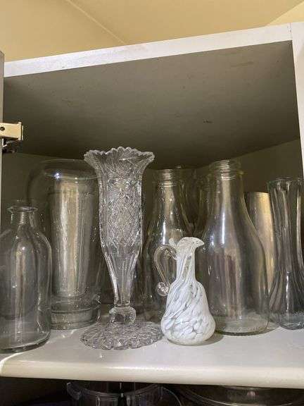 Glass vases and bottles, coffee filters, coffee, tea