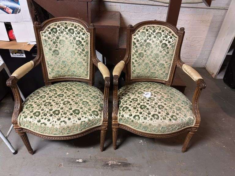 Pair of vintage French chairs. In basement