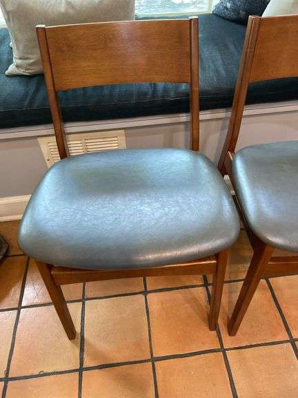 Pair of padded leather seat chairs