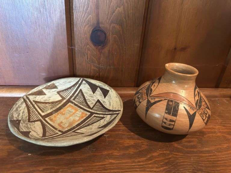 6” Native American bowl and 4” vase (has small chip)