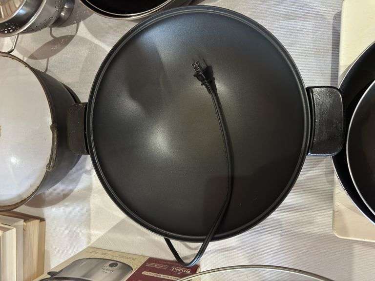 Electric wok, cast iron, skillets, pots, pans, baking dishes, miscellaneous