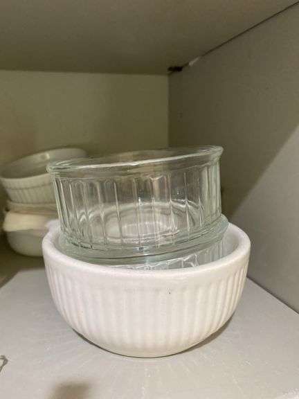 Glass pie pans, serving bowls and ramekins