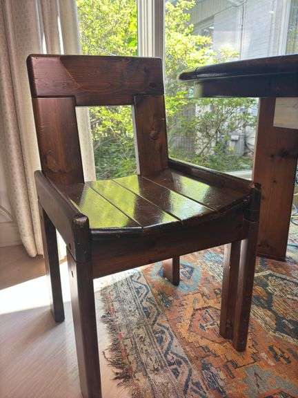 Silvio Coppola for Roche Bobois 47” Pine Table with 17” leaf and 6 Chairs