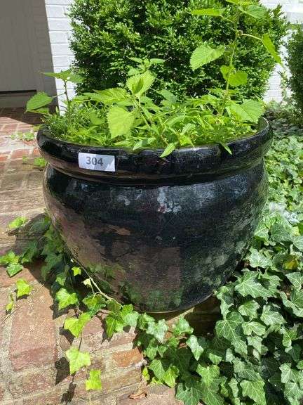 Pair of large ceramic pots, 20”d x 16”h, (heavy items, must have your own help to load) image