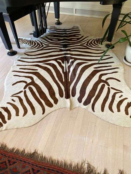 Zebra rug 80”L x 72”w genuine steer hide