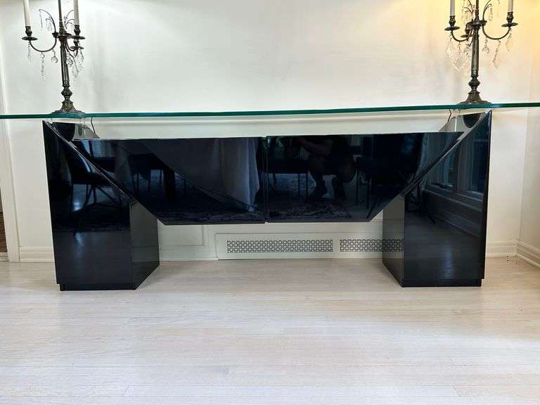 Roche Bobois by Luigi Gorgoni Modernist Black Lacquer and Glass buffet/server