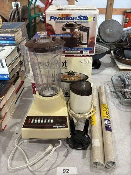 Crockpot, coffee carafe, blender, Krupa coffee grinder