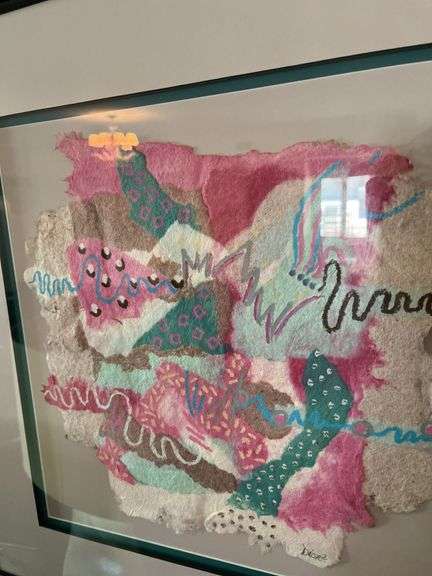 Paper pulp abstract artwork signed by Dion