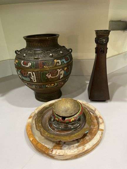 Copper vases, ash trays